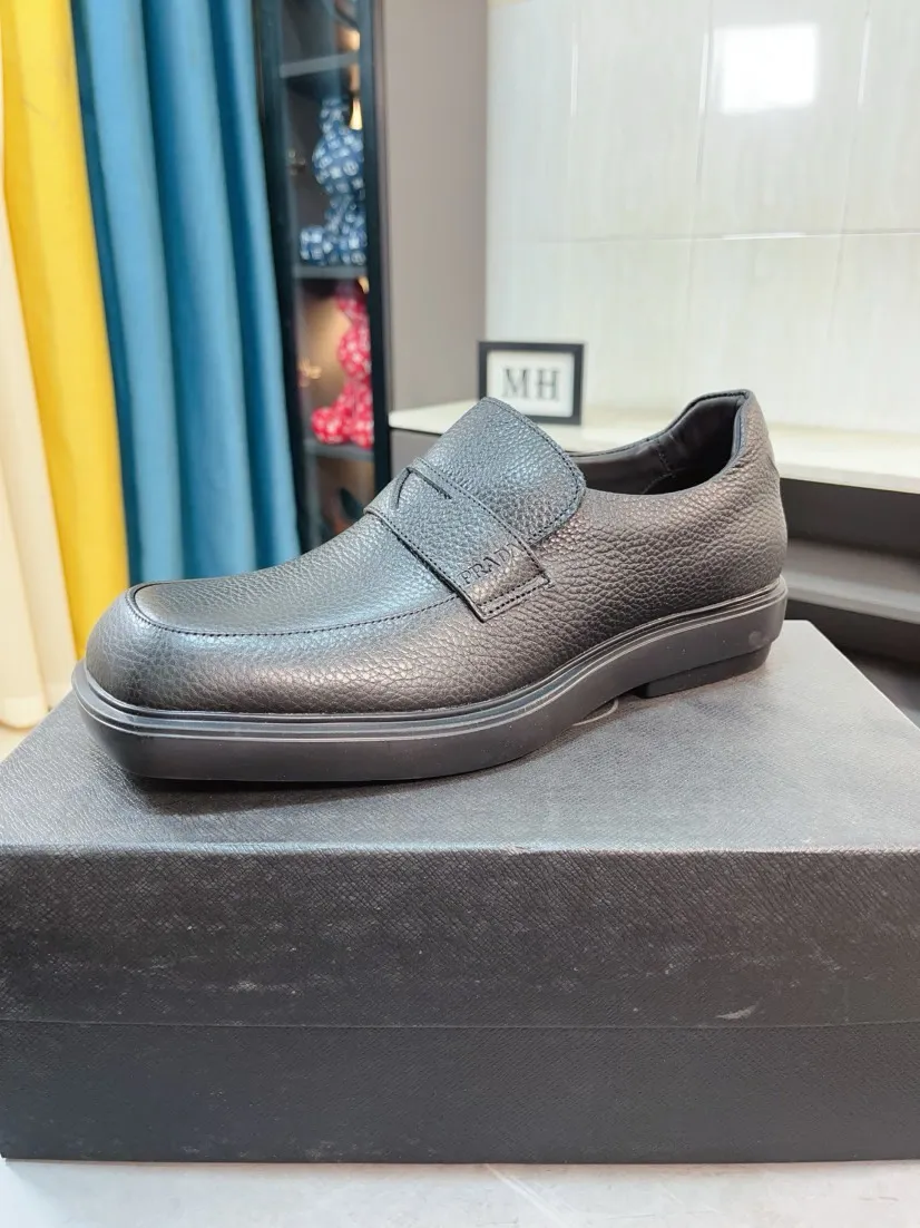 Men's shoes 💰540🌹🌹【PRADA Leather Shoes】Top purchasing agency Original imported Italian custom-made open-edge beaded cowhide leather surface, fully imported water-dyed breathable cowhide lining, original factory special molded sole super comfortable, size: 38-44